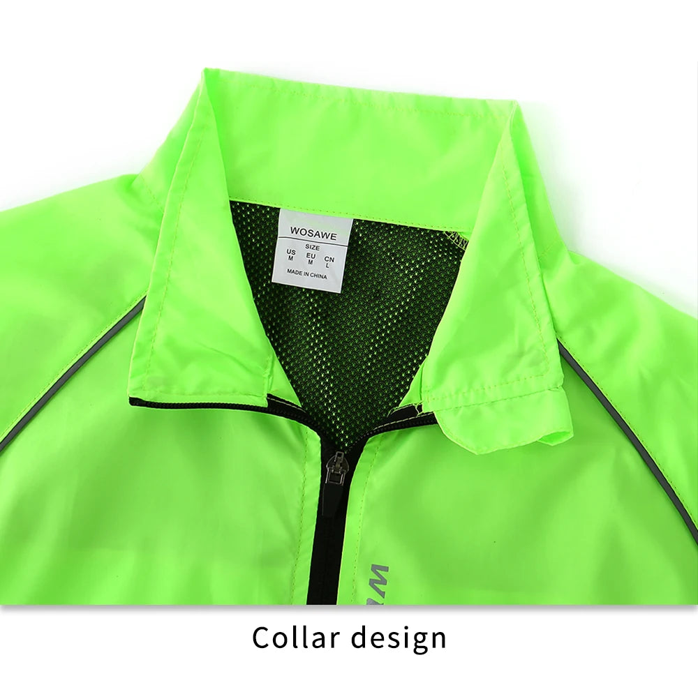 WOSAWE Men’s Ultralight Windproof Cycling Jacket – Reflective & Long Sleeve